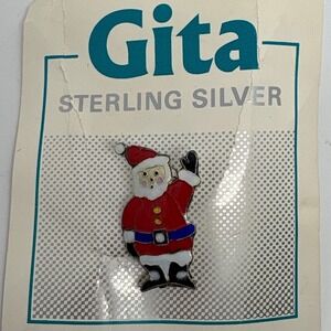 Gita Sterling Silver Santa Claus Christmas Enamel Lapel Pin Brooch Nordstrom New
